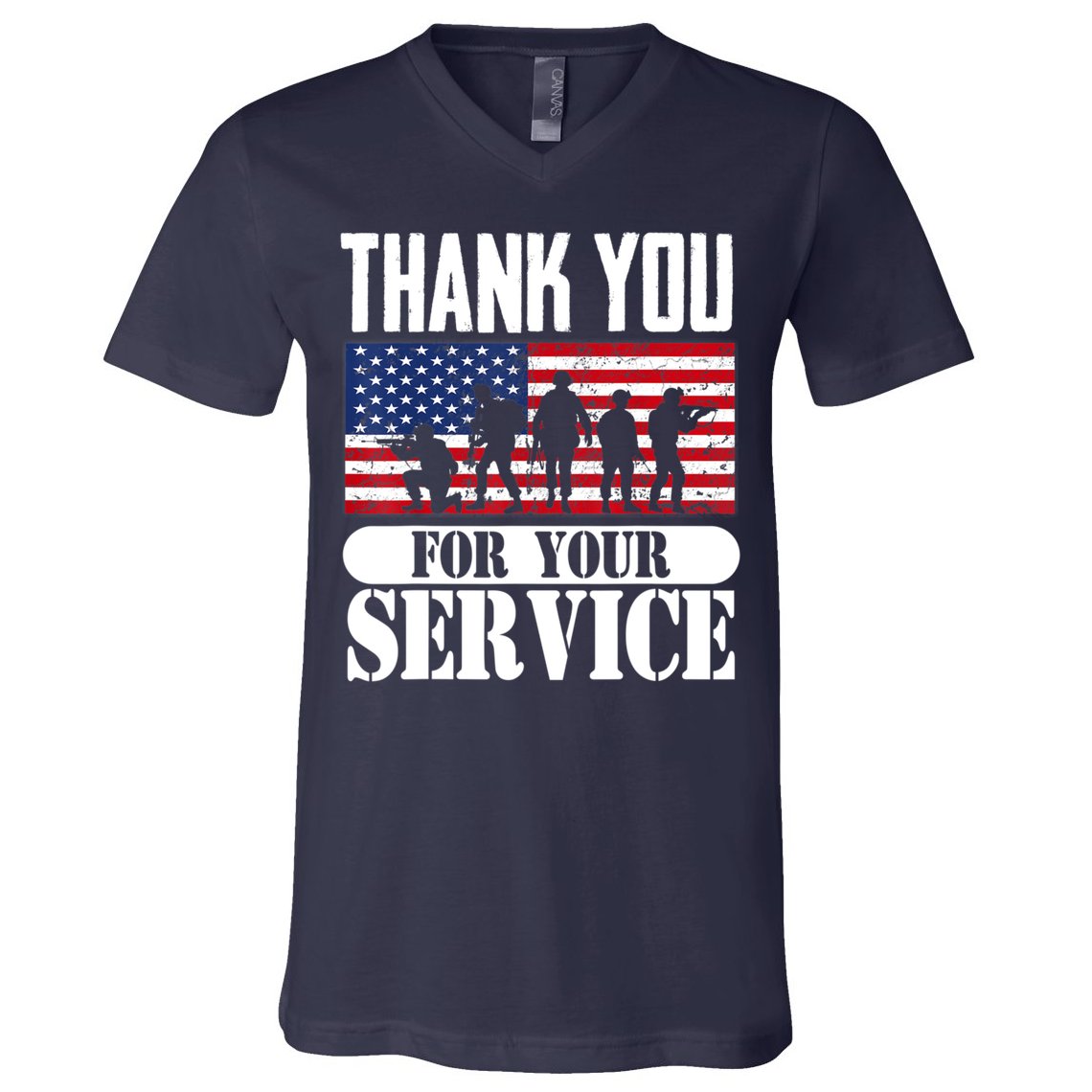 Thank You Veterans American Flag Patriotic Memorial Day V-Neck T-Shirt
