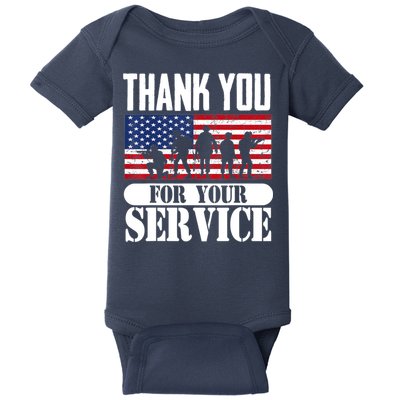 Thank You Veterans American Flag Patriotic Memorial Day Baby Bodysuit