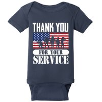 Thank You Veterans American Flag Patriotic Memorial Day Baby Bodysuit