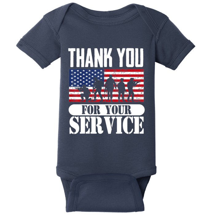 Thank You Veterans American Flag Patriotic Memorial Day Baby Bodysuit