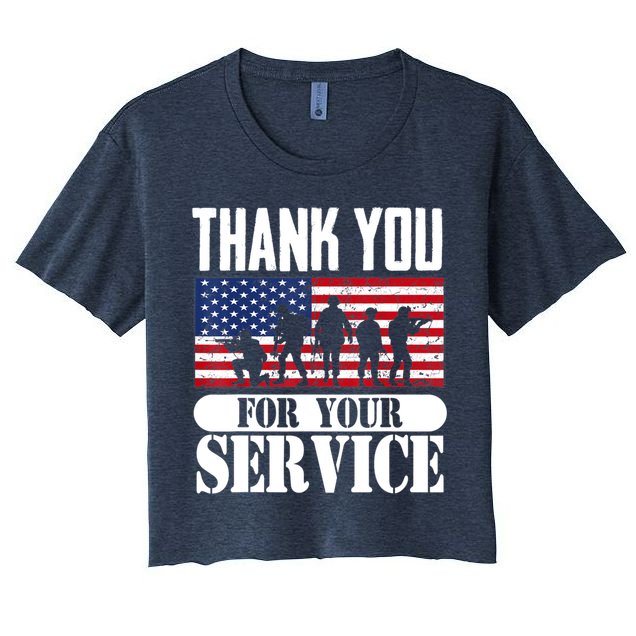 Thank You Veterans American Flag Patriotic Memorial Day Crop Top