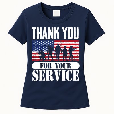 Thank You Veterans American Flag Patriotic Memorial Day Womens T-Shirt
