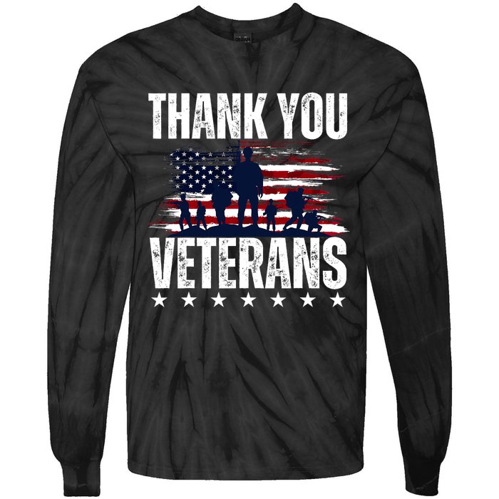 Thank You Veterans Day Memorial Day Partiotic Military Usa Tie-Dye Long Sleeve Shirt