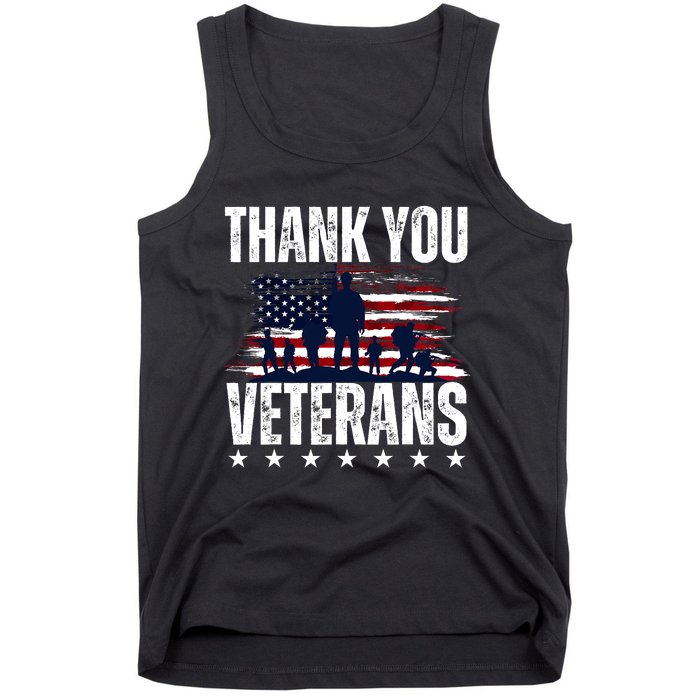 Thank You Veterans Day Memorial Day Partiotic Military Usa Tank Top