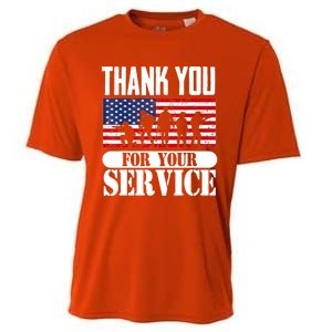 Thank You Veterans American Flag Patriotic Memorial Day Funny Gift Cooling Performance Crew T-Shirt