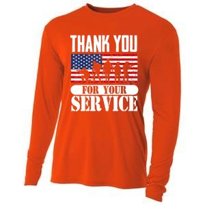 Thank You Veterans American Flag Patriotic Memorial Day Funny Gift Cooling Performance Long Sleeve Crew