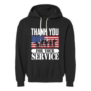 Thank You Veterans American Flag Patriotic Memorial Day Funny Gift Garment-Dyed Fleece Hoodie