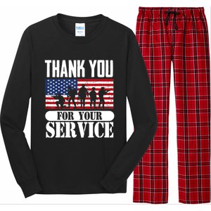 Thank You Veterans American Flag Patriotic Memorial Day Funny Gift Long Sleeve Pajama Set