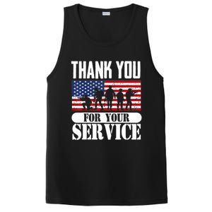 Thank You Veterans American Flag Patriotic Memorial Day Funny Gift PosiCharge Competitor Tank