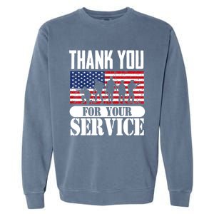 Thank You Veterans American Flag Patriotic Memorial Day Funny Gift Garment-Dyed Sweatshirt