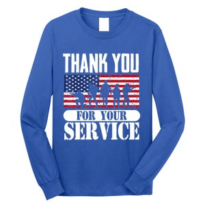 Thank You Veterans American Flag Patriotic Memorial Day Funny Gift Long Sleeve Shirt