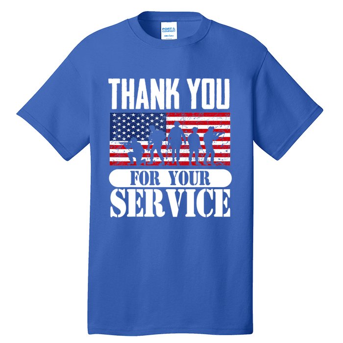 Thank You Veterans American Flag Patriotic Memorial Day Funny Gift Tall T-Shirt