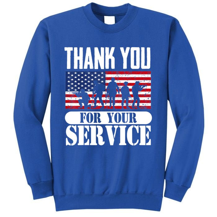 Thank You Veterans American Flag Patriotic Memorial Day Funny Gift Tall Sweatshirt