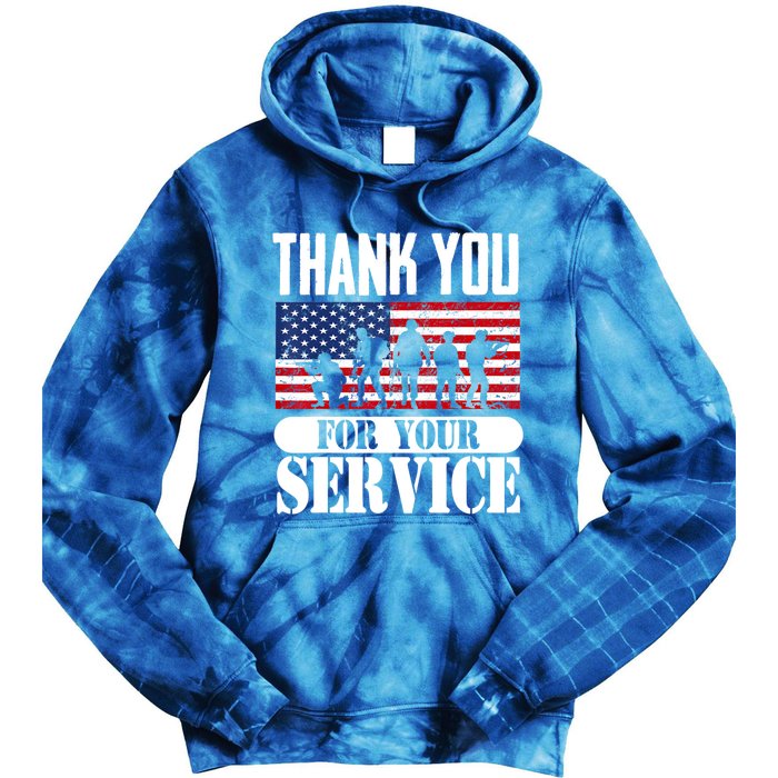 Thank You Veterans American Flag Patriotic Memorial Day Funny Gift Tie Dye Hoodie