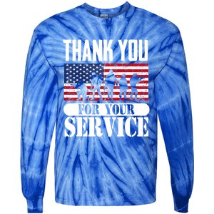 Thank You Veterans American Flag Patriotic Memorial Day Funny Gift Tie-Dye Long Sleeve Shirt