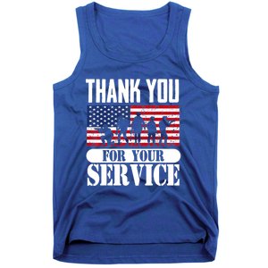 Thank You Veterans American Flag Patriotic Memorial Day Funny Gift Tank Top