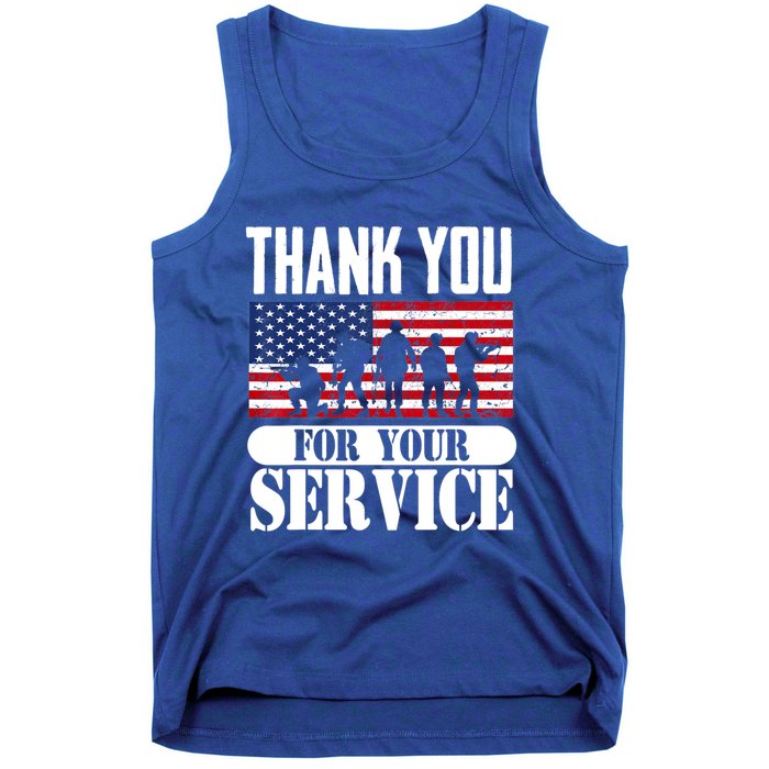 Thank You Veterans American Flag Patriotic Memorial Day Funny Gift Tank Top