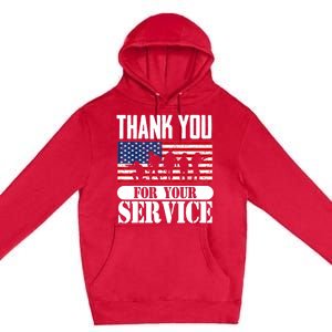 Thank You Veterans American Flag Patriotic Memorial Day Funny Gift Premium Pullover Hoodie