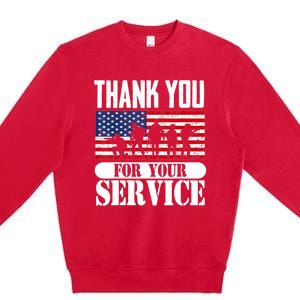 Thank You Veterans American Flag Patriotic Memorial Day Funny Gift Premium Crewneck Sweatshirt