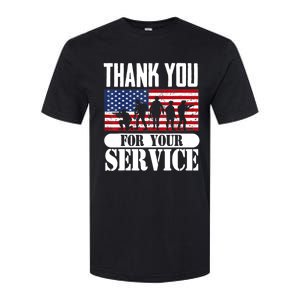 Thank You Veterans American Flag Patriotic Memorial Day Funny Gift Softstyle CVC T-Shirt