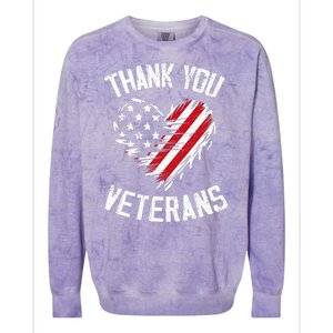 Thank You Veterans Patriotic American Flag Veterans Day 2024 Colorblast Crewneck Sweatshirt