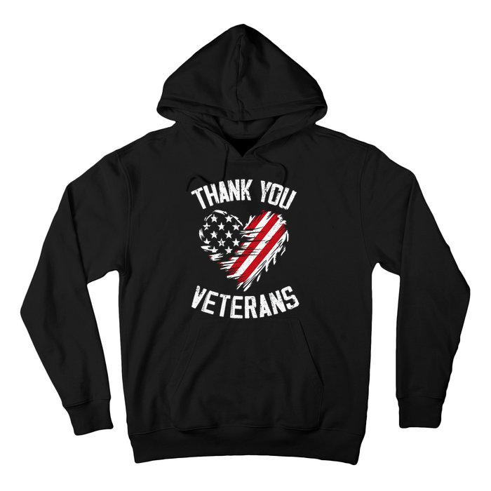 Thank You Veterans Patriotic American Flag Veterans Day 2024 Hoodie