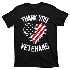 Thank You Veterans Patriotic American Flag Veterans Day 2024 T-Shirt