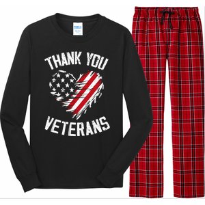 Thank You Veterans Patriotic American Flag Veterans Day 2024 Long Sleeve Pajama Set