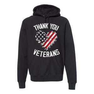 Thank You Veterans Patriotic American Flag Veterans Day 2024 Premium Hoodie