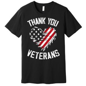 Thank You Veterans Patriotic American Flag Veterans Day 2024 Premium T-Shirt