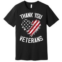 Thank You Veterans Patriotic American Flag Veterans Day 2024 Premium T-Shirt