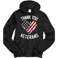 Thank You Veterans Patriotic American Flag Veterans Day 2024 Tie Dye Hoodie