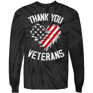 Thank You Veterans Patriotic American Flag Veterans Day 2024 Tie-Dye Long Sleeve Shirt