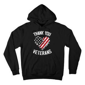 Thank You Veterans Patriotic American Flag Veterans Day 2024 Tall Hoodie