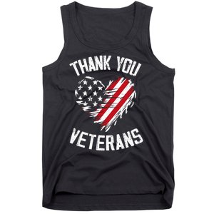 Thank You Veterans Patriotic American Flag Veterans Day 2024 Tank Top