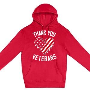 Thank You Veterans Patriotic American Flag Veterans Day 2024 Premium Pullover Hoodie