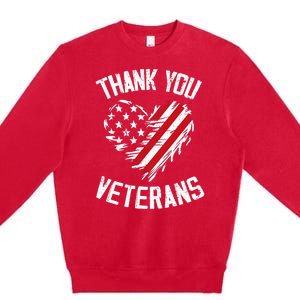 Thank You Veterans Patriotic American Flag Veterans Day 2024 Premium Crewneck Sweatshirt