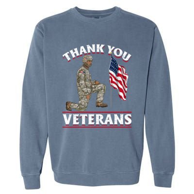 Thank You Veterans American Us Flag Soldier Memorial Day Cute Gift Garment-Dyed Sweatshirt