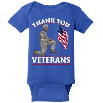Thank You Veterans American Us Flag Soldier Memorial Day Cute Gift Baby Bodysuit