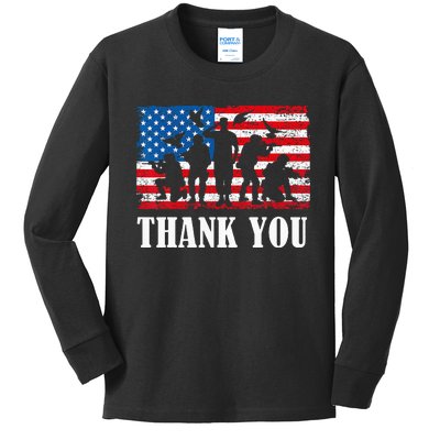 Thank You! Veterans Day & Memorial Day Partiotic Military Kids Long Sleeve Shirt