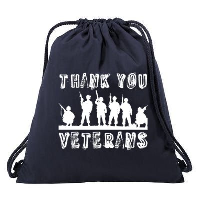 Thank You Veterans Combat Veteran Day Retro Memorial Day Gift Drawstring Bag