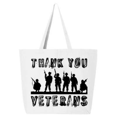 Thank You Veterans Combat Veteran Day Retro Memorial Day Gift 25L Jumbo Tote