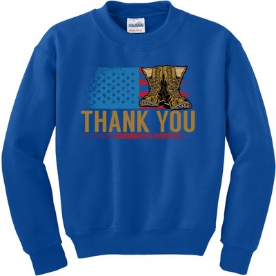 Thank You Veterans Memorial Day American Flag Gift Kids Sweatshirt