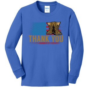 Thank You Veterans Memorial Day American Flag Gift Kids Long Sleeve Shirt