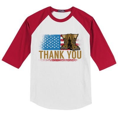 Thank You Veterans Memorial Day American Flag Gift Kids Colorblock Raglan Jersey