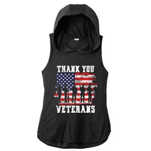 Thank You Veterans For Veterans Day Ladies PosiCharge Tri-Blend Wicking Draft Hoodie Tank