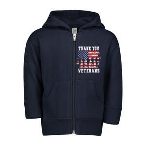 Thank You Veterans For Veterans Day Toddler Zip Fleece Hoodie