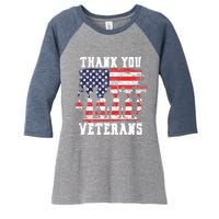 Thank You Veterans For Veterans Day Women's Tri-Blend 3/4-Sleeve Raglan Shirt