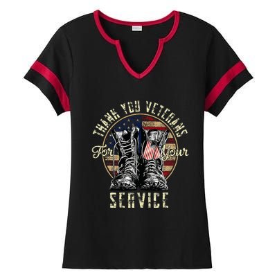 Thank You Veterans For Your Service Veterans Day Ladies Halftime Notch Neck Tee