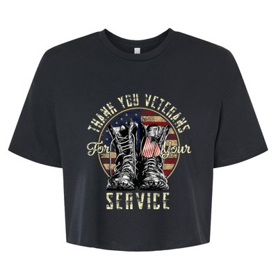 Thank You Veterans For Your Service Veterans Day Bella+Canvas Jersey Crop Tee